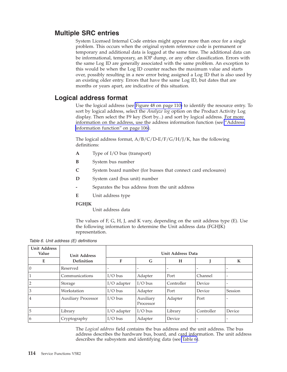 Multiple src entries, Logical address format | IBM VERSION 5 SY44-5902-05 User Manual | Page 128 / 358