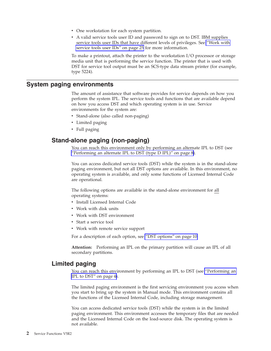 System paging environments, Stand-alone paging (non-paging), Limited paging | IBM VERSION 5 SY44-5902-05 User Manual | Page 16 / 358