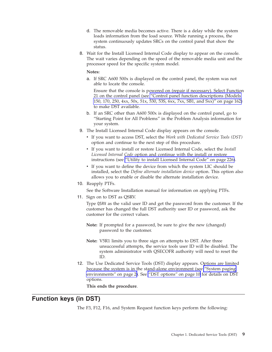 Function keys (in dst) | IBM VERSION 5 SY44-5902-05 User Manual | Page 23 / 358