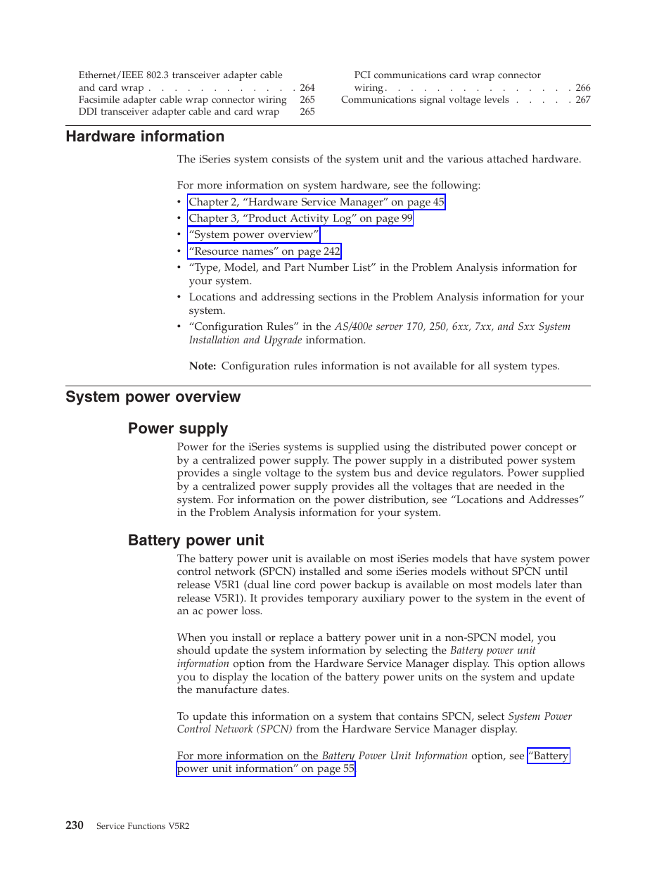 Hardware information, System power overview, Power supply | Battery power unit, System power overview power supply | IBM VERSION 5 SY44-5902-05 User Manual | Page 244 / 358