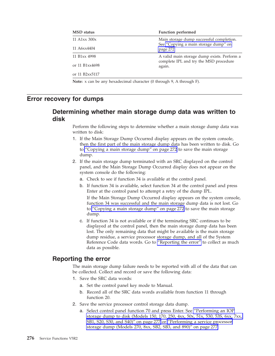 Error recovery for dumps, Reporting the error | IBM VERSION 5 SY44-5902-05 User Manual | Page 290 / 358