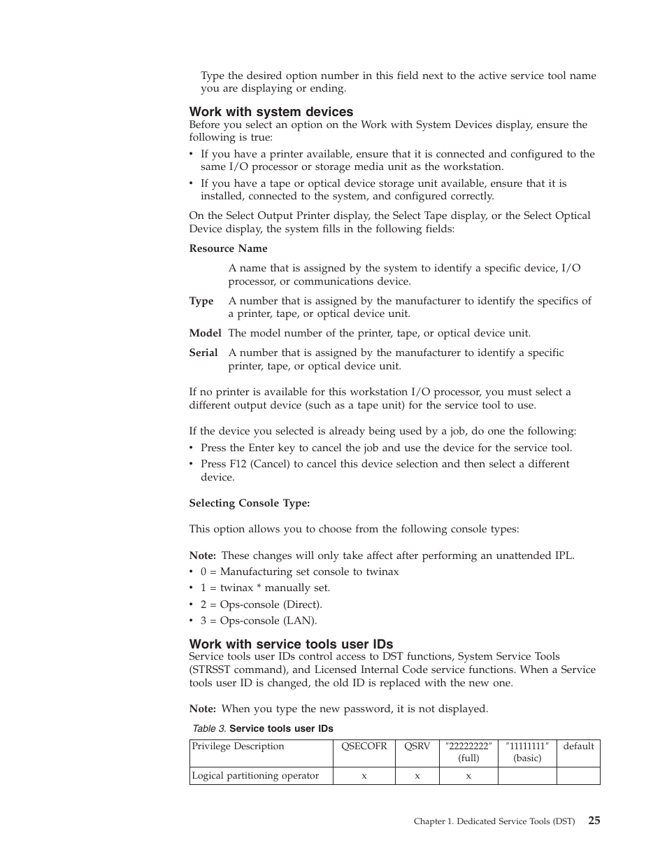 Work with system devices, Work with service tools user ids | IBM VERSION 5 SY44-5902-05 User Manual | Page 39 / 358