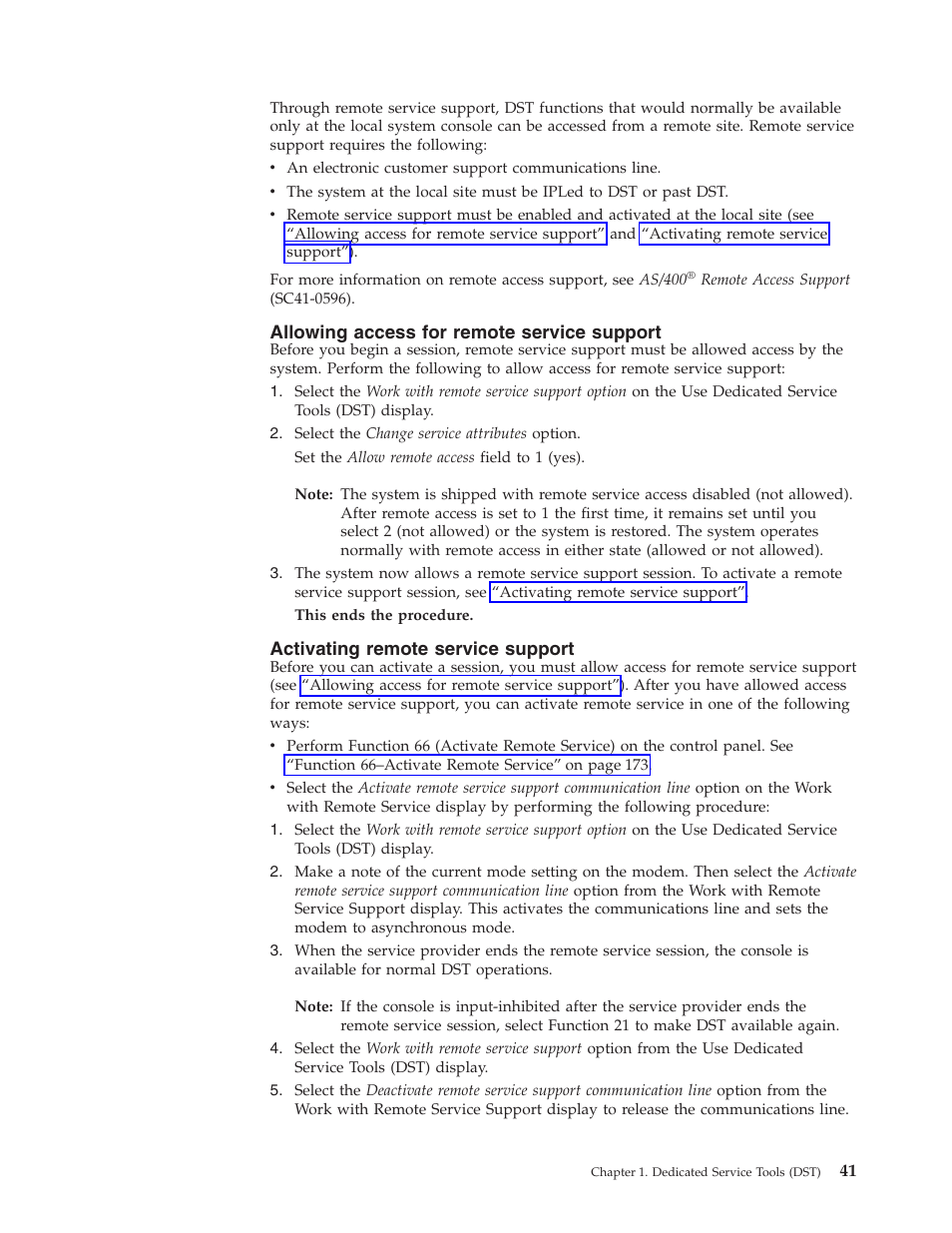 Allowing access for remote service support, Activating remote service support | IBM VERSION 5 SY44-5902-05 User Manual | Page 55 / 358