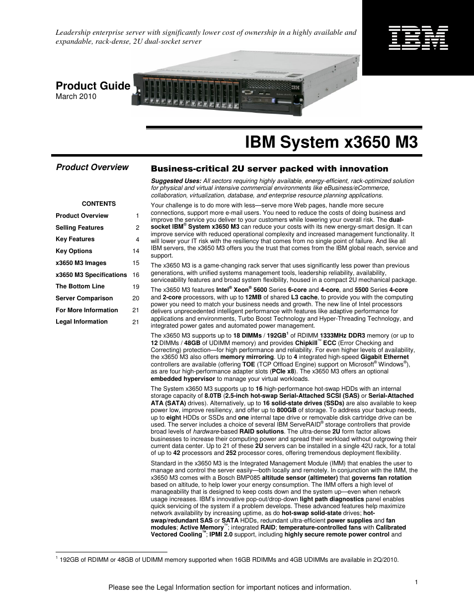 IBM X3650 M3 User Manual | 21 pages