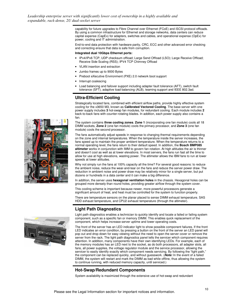 Ultra-efficient cooling, Light path diagnostics, Hot-swap/redundant components | IBM X3650 M3 User Manual | Page 10 / 21