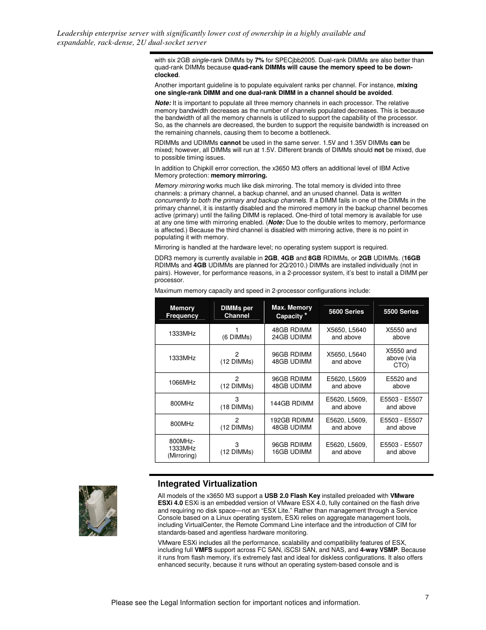 Integrated virtualization | IBM X3650 M3 User Manual | Page 7 / 21