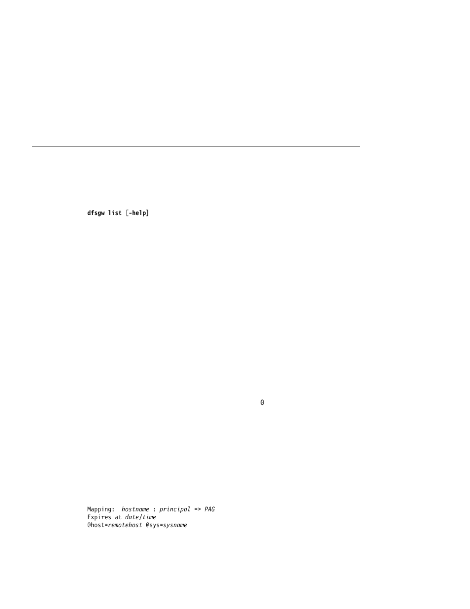 Dfsgw list | IBM NFS/DFS Secure Gateway User Manual | Page 49 / 67
