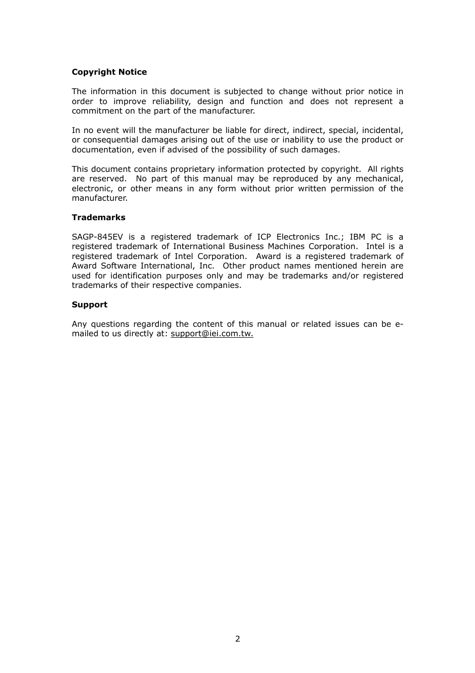IBM PSB Form Factor Board SAGP-845EV User Manual | Page 2 / 48
