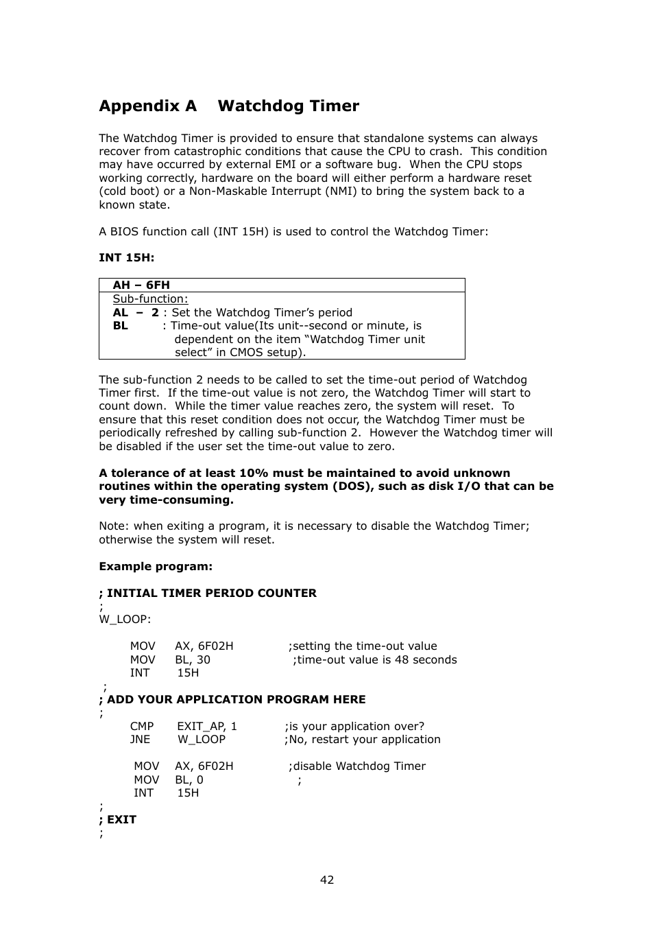 Appendix a watchdog timer | IBM PSB Form Factor Board SAGP-845EV User Manual | Page 42 / 48
