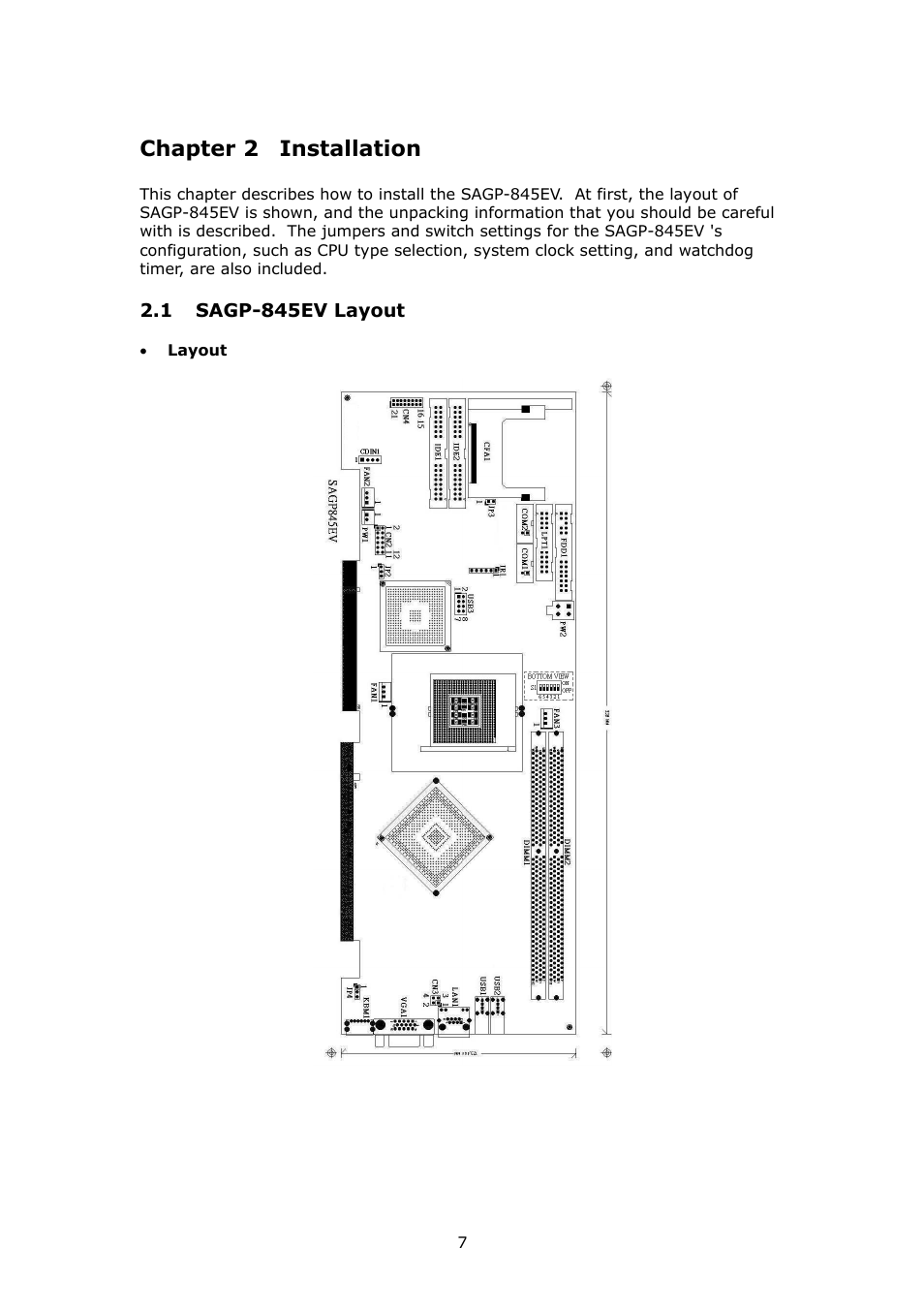Chapter 2 installation | IBM PSB Form Factor Board SAGP-845EV User Manual | Page 7 / 48