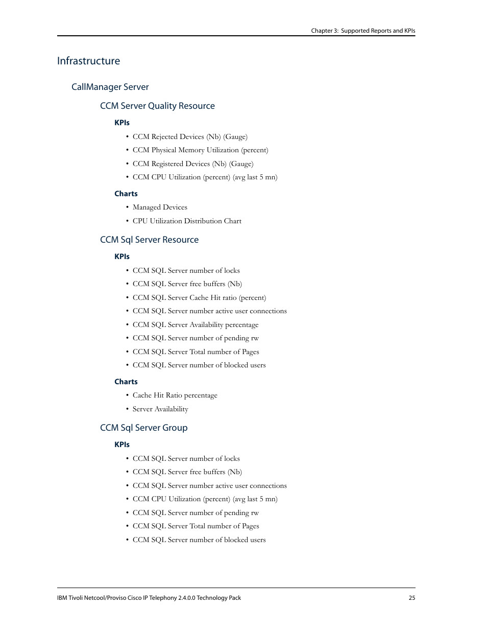 Infrastructure, Callmanager server, Ccm server quality resource | Ccm sql server resource, Ccm sql server group | IBM CISCO R2E2 User Manual | Page 29 / 110