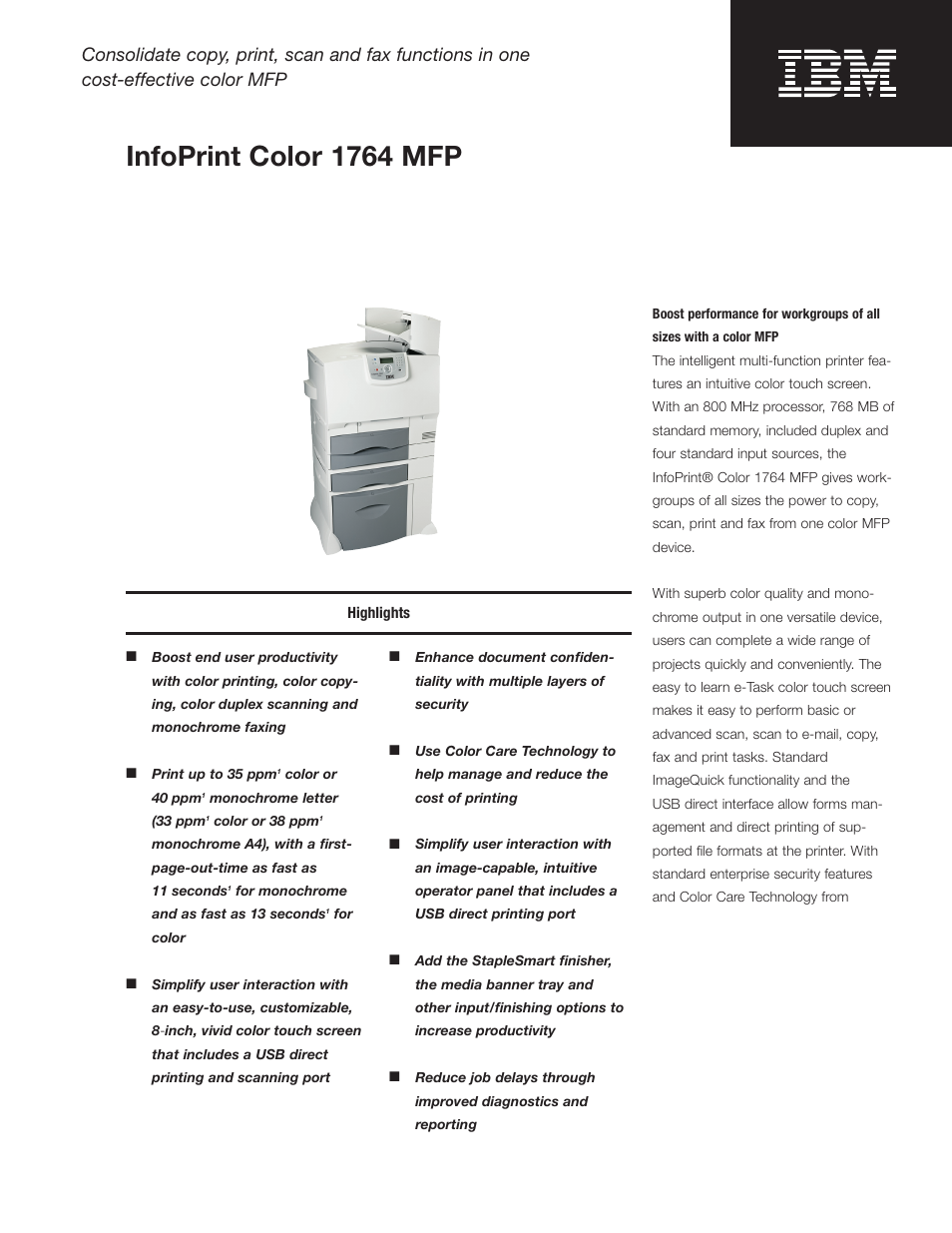 IBM 1764 MFP User Manual | 8 pages