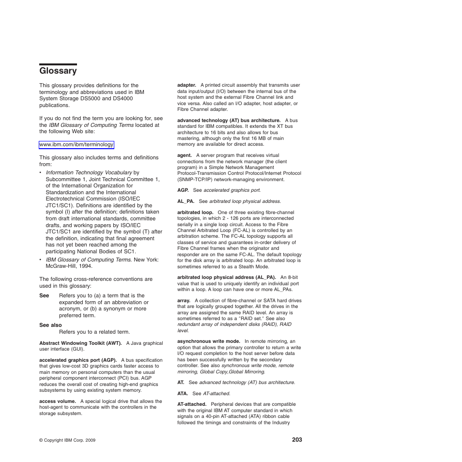 Glossary | IBM System Storage Subsystem DS5020 User Manual | Page 233 / 250
