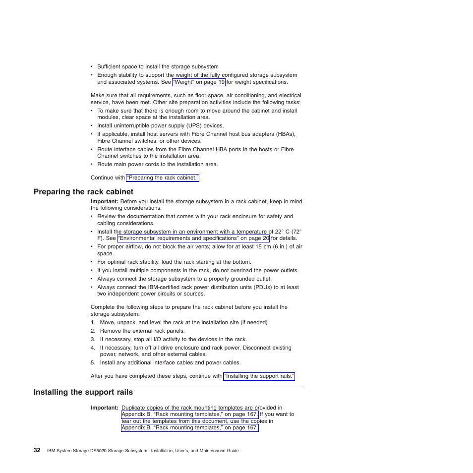 Preparing the rack cabinet, Installing the support rails | IBM System Storage Subsystem DS5020 User Manual | Page 62 / 250
