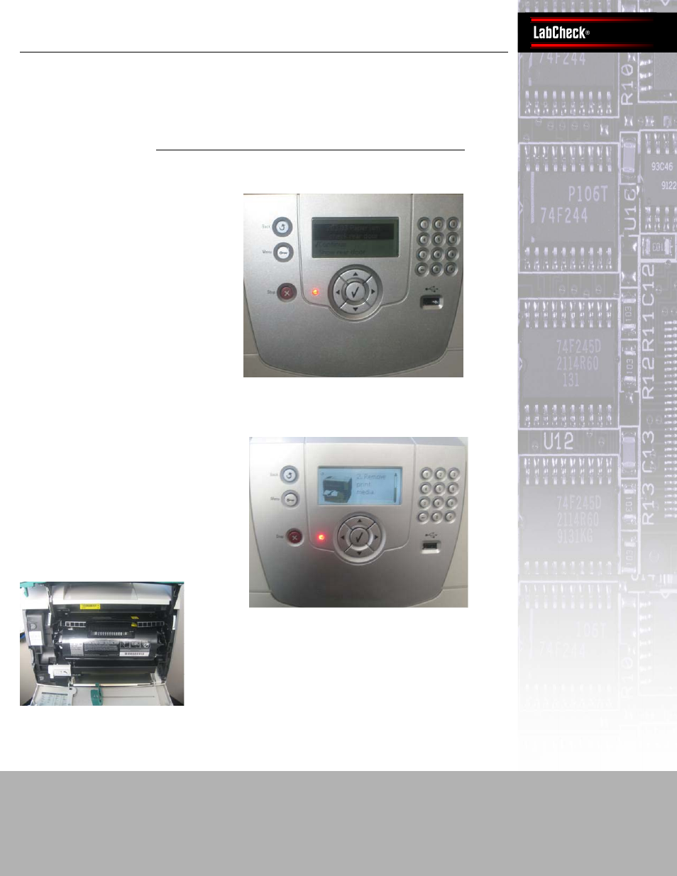 Maintenance, Panasonic workio dp-6530, Ibm infoprint 1532 express | Labcheck | IBM Bertl User Manual | Page 9 / 19
