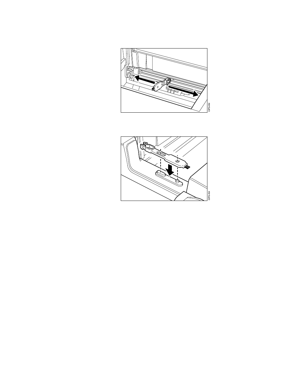 Clean the separation corona wire by moving the, After you clean the wire, put the wire cleaner, Close the front door | IBM S544-5361-01 User Manual | Page 114 / 218
