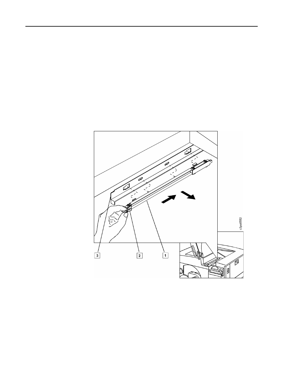 Replacing the separation corona unit, Remove the old separation corona unit, A. turn off the printer, and open the front door a | B. use one hand to hold the top cover down slightl, C. squeeze together the 2 green tabs on the handle, D. pull the unit away from the plate [3, Replacing the separation corona unit –10 | IBM S544-5361-01 User Manual | Page 168 / 218