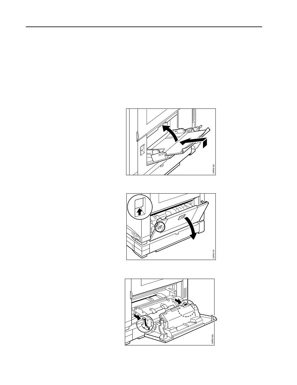 Replacing the transfer drum cleaning assembly, Pull the paper feeder out, A. turn off the printer and unplug the power cord | B. make sure the auxiliary tray is closed. it must, C. push up the release latch to open the feeder ac, D. pull on the 2 green levers to slide out the pap, Replacing the transfer drum cleaning assembly –12 | IBM S544-5361-01 User Manual | Page 170 / 218