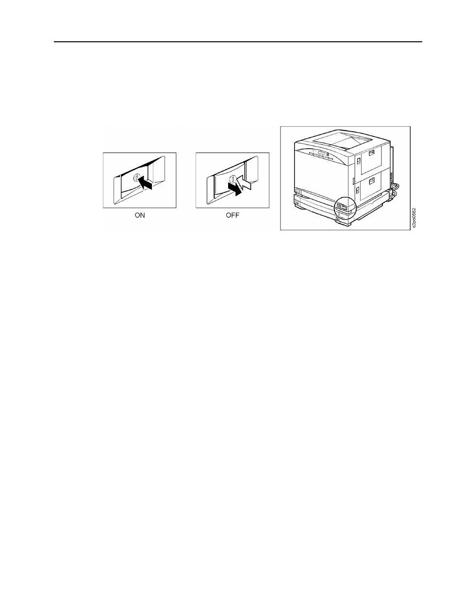 Turning the printer on and off, Turning the printer on, Turn on any devices connected to the printer (s | Press the power switch to turn on the printer, Turn on the host computer, Turning the printer off, Turn off the host computer, Turn off any devices connected to the printer, Press the power switch to turn off the printer, Turning the printer on and off –13 | IBM S544-5361-01 User Manual | Page 27 / 218