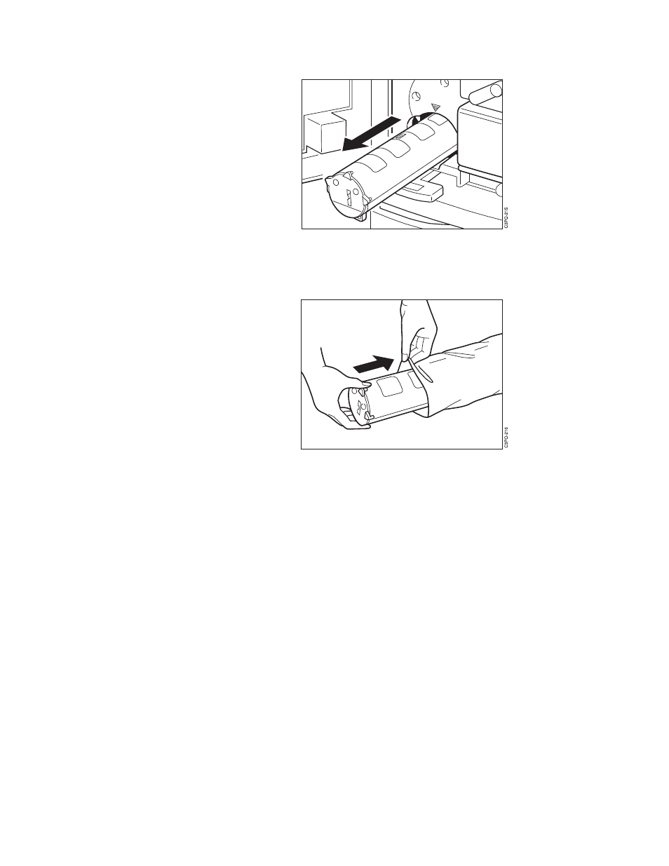 Slide the cartridge out, Hold the cartridge by the end with the opening, Dispose of the toner cartridge according to loc | IBM S544-5361-01 User Manual | Page 81 / 218