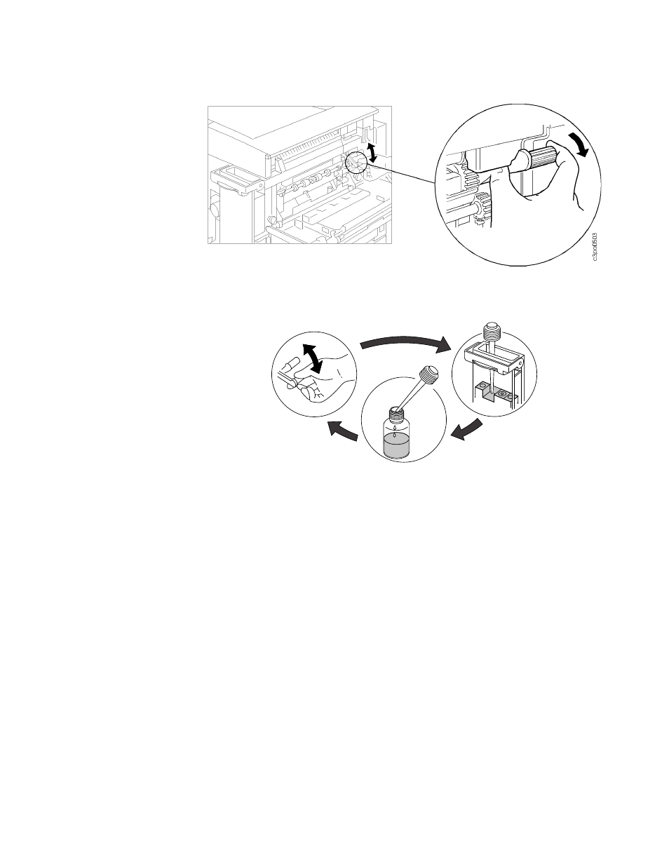 Use the fuser jam-release lever to pump the rem, Repeat step6 and step7 three or four times un, Clean the oil removal tool with a towel and st | IBM S544-5361-01 User Manual | Page 97 / 218
