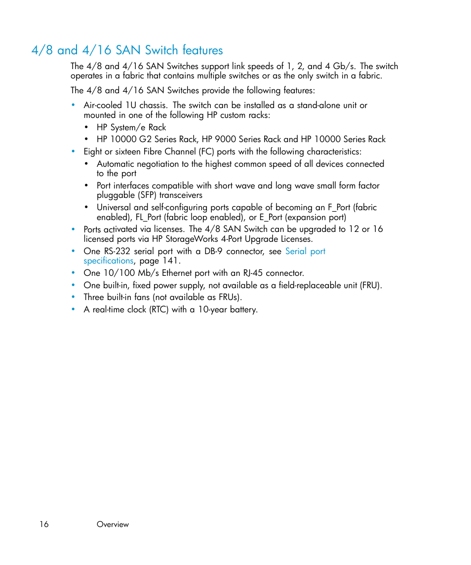 4/8 and 4/16 san switch features | IBM AA-RWF3A-TE User Manual | Page 16 / 159