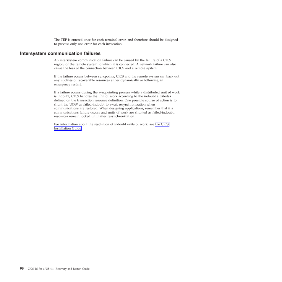 Intersystem communication failures | IBM SC34-7012-01 User Manual | Page 110 / 268
