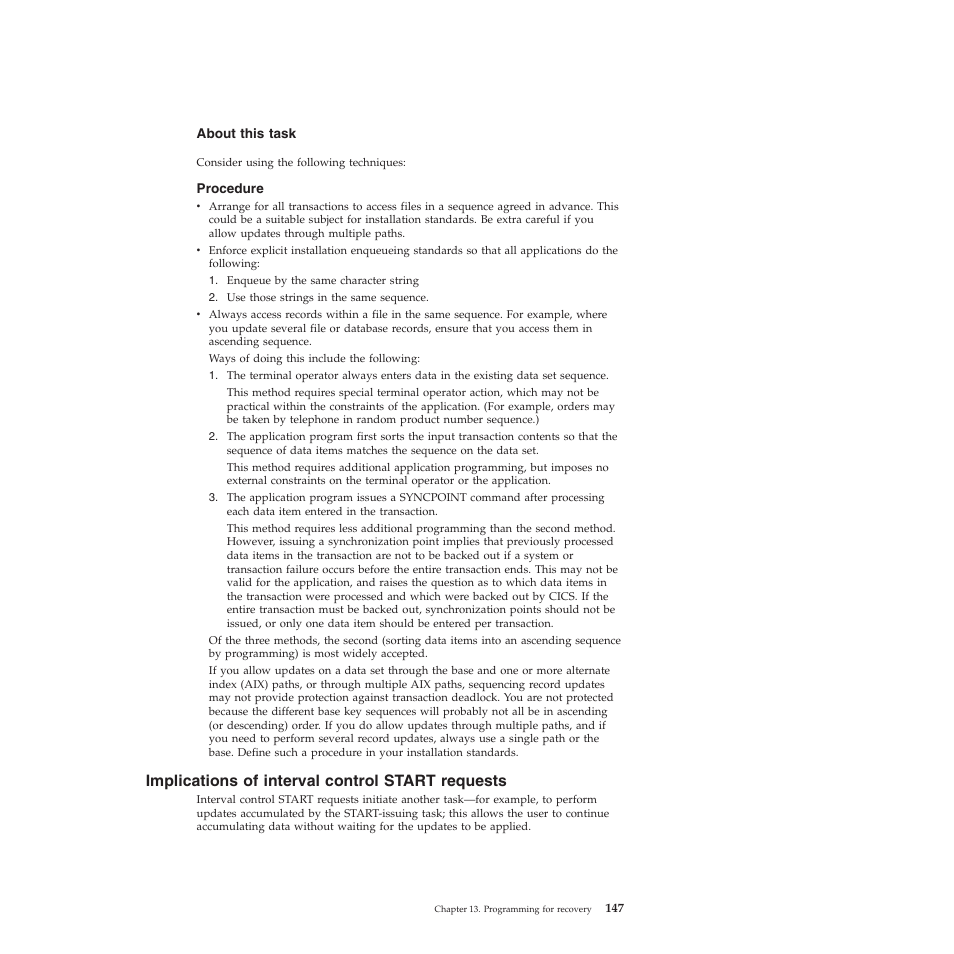 Implications of interval control start requests | IBM SC34-7012-01 User Manual | Page 159 / 268