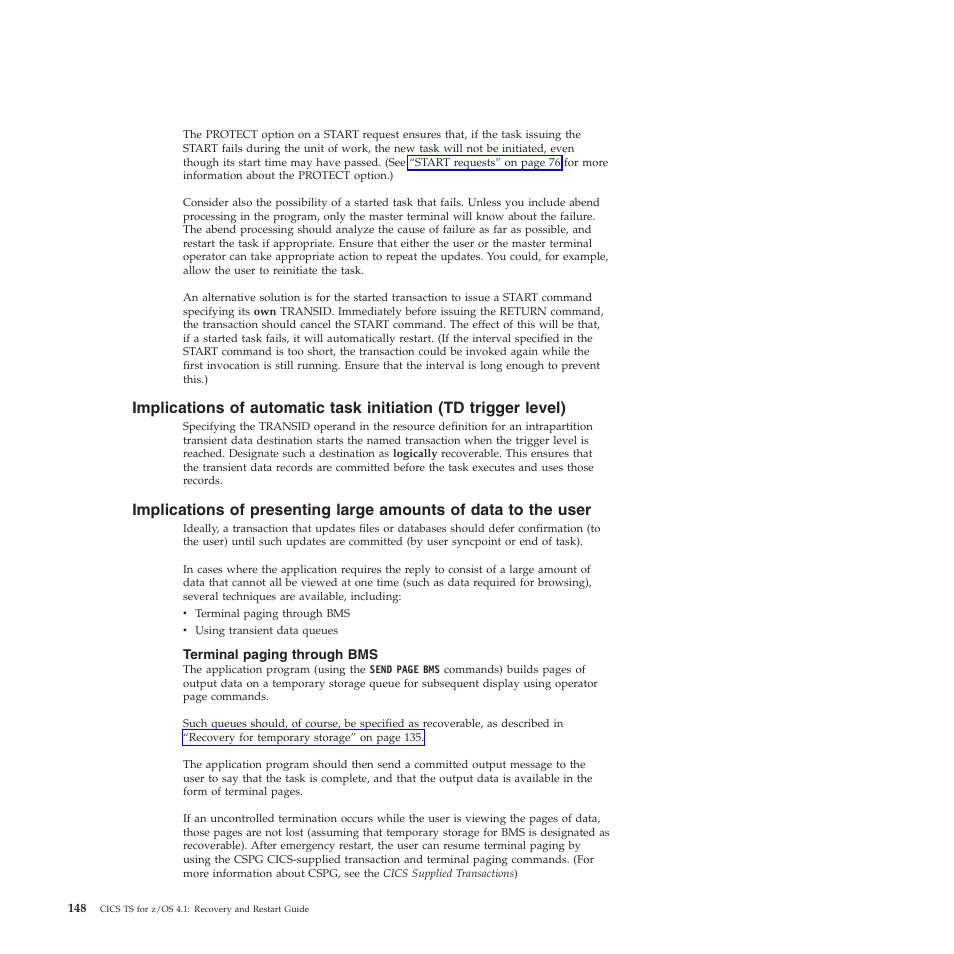 Terminal paging through bms | IBM SC34-7012-01 User Manual | Page 160 / 268