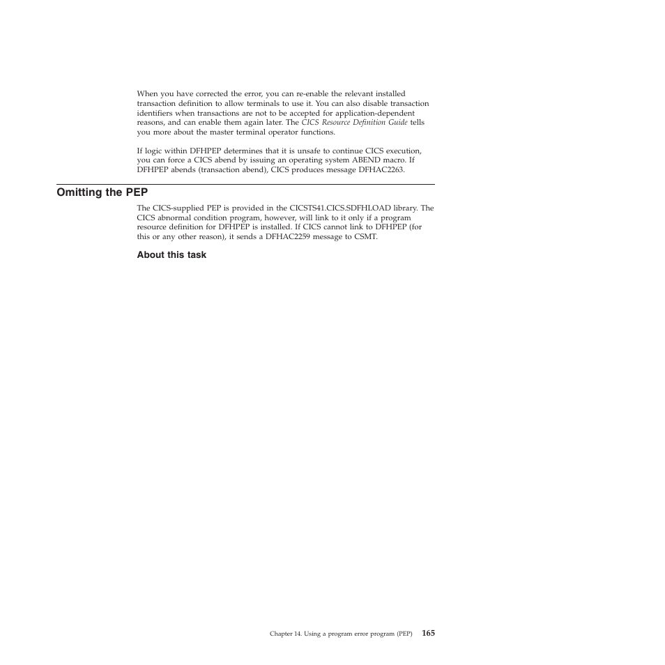 Omitting the pep | IBM SC34-7012-01 User Manual | Page 177 / 268