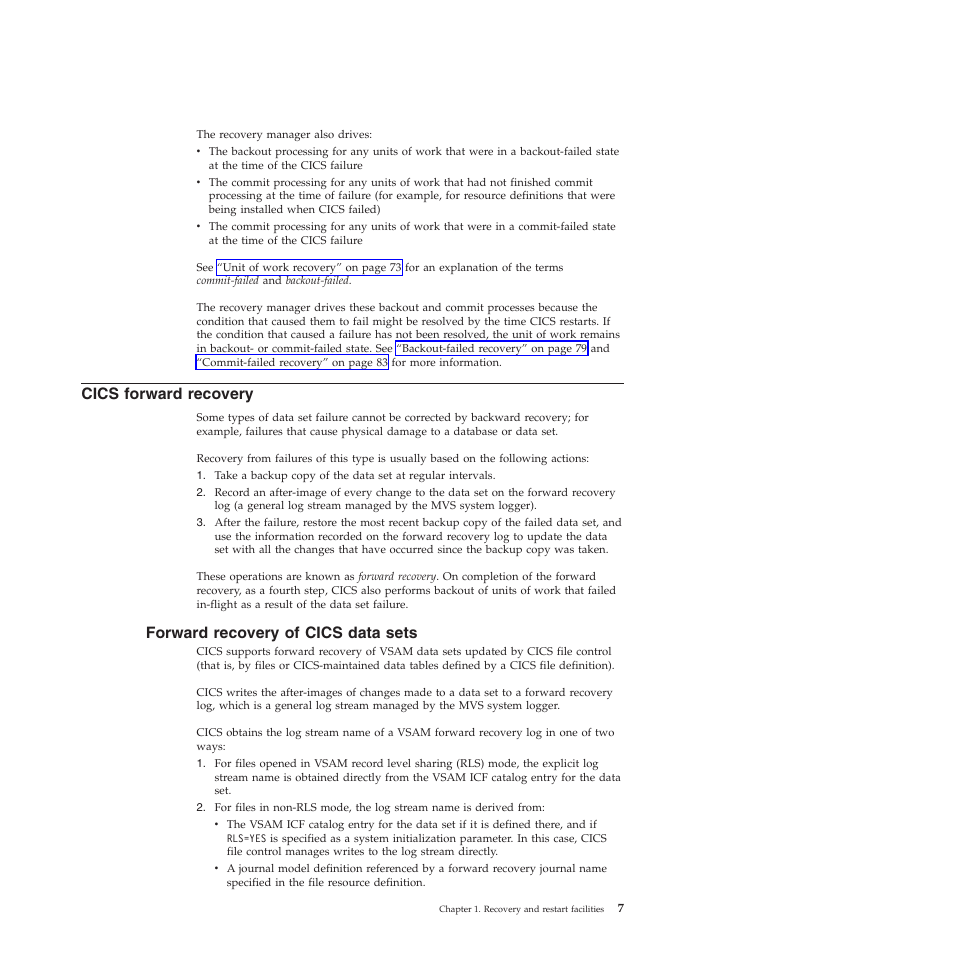 Cics forward recovery, Forward recovery of cics data sets | IBM SC34-7012-01 User Manual | Page 19 / 268