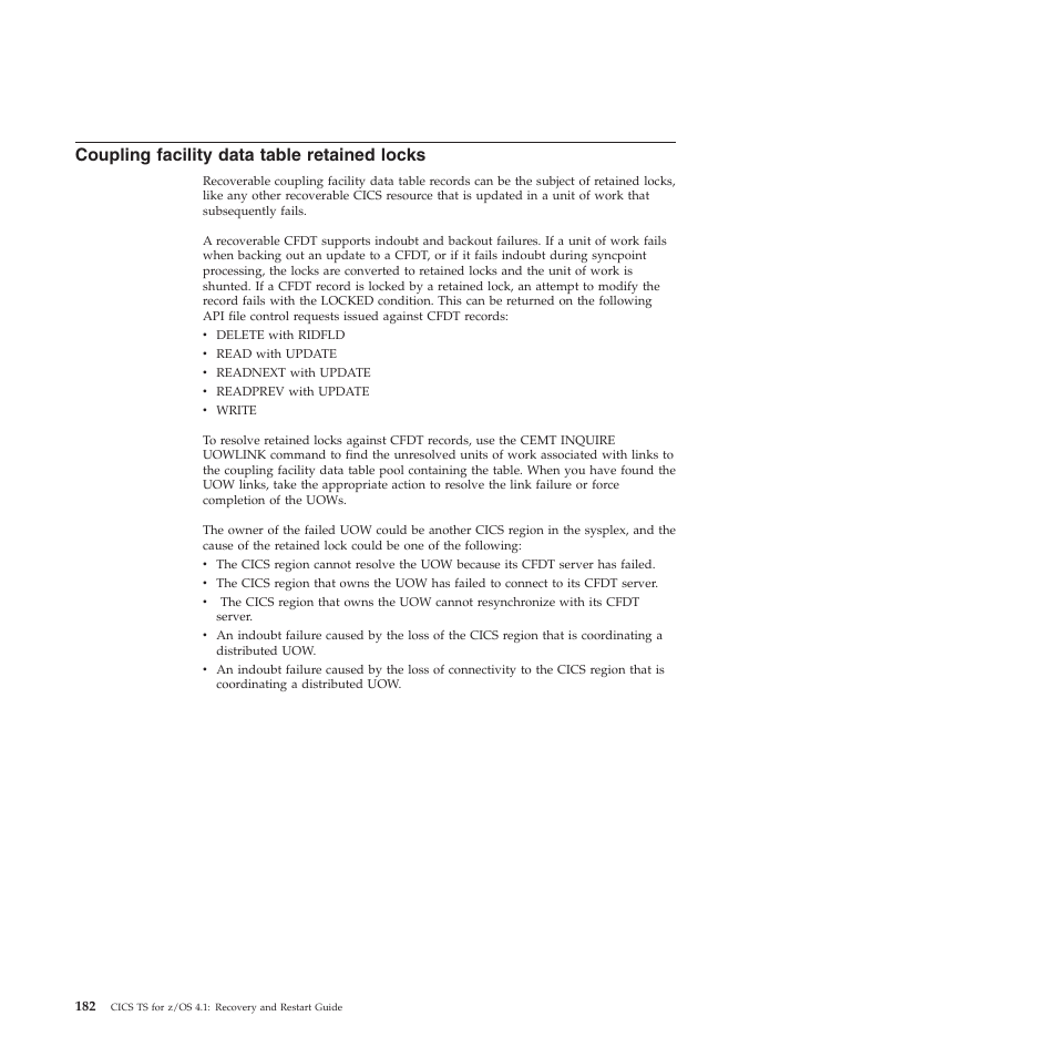 Coupling facility data table retained locks | IBM SC34-7012-01 User Manual | Page 194 / 268