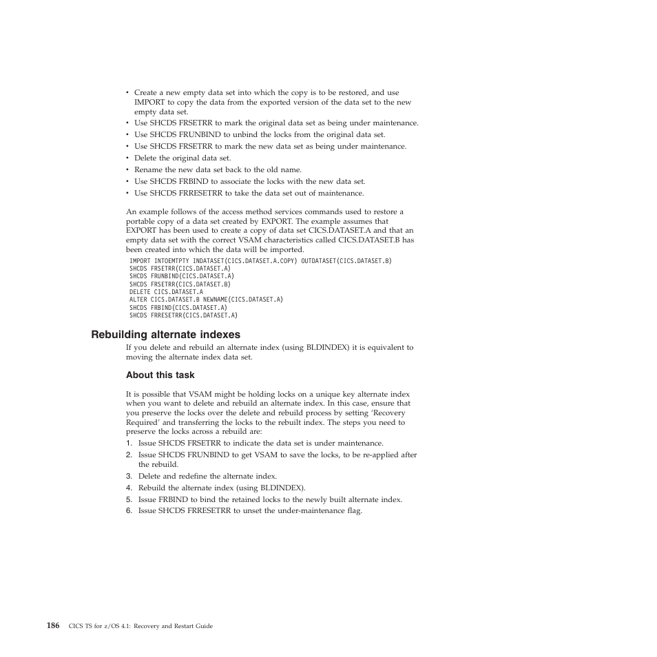 Rebuilding alternate indexes | IBM SC34-7012-01 User Manual | Page 198 / 268