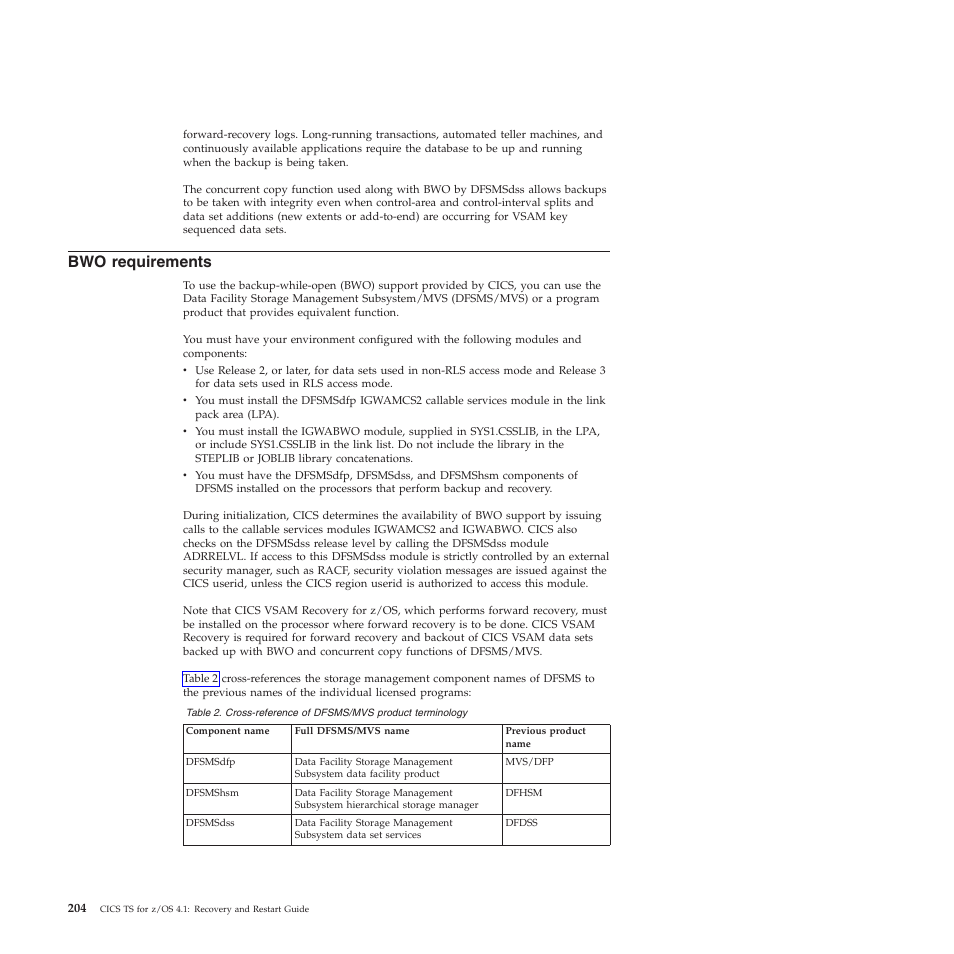 Bwo requirements | IBM SC34-7012-01 User Manual | Page 216 / 268