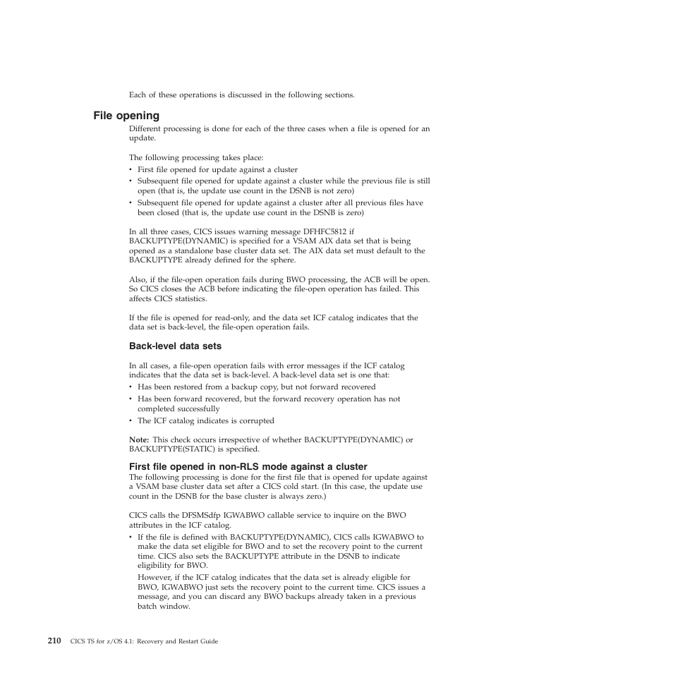 File opening | IBM SC34-7012-01 User Manual | Page 222 / 268