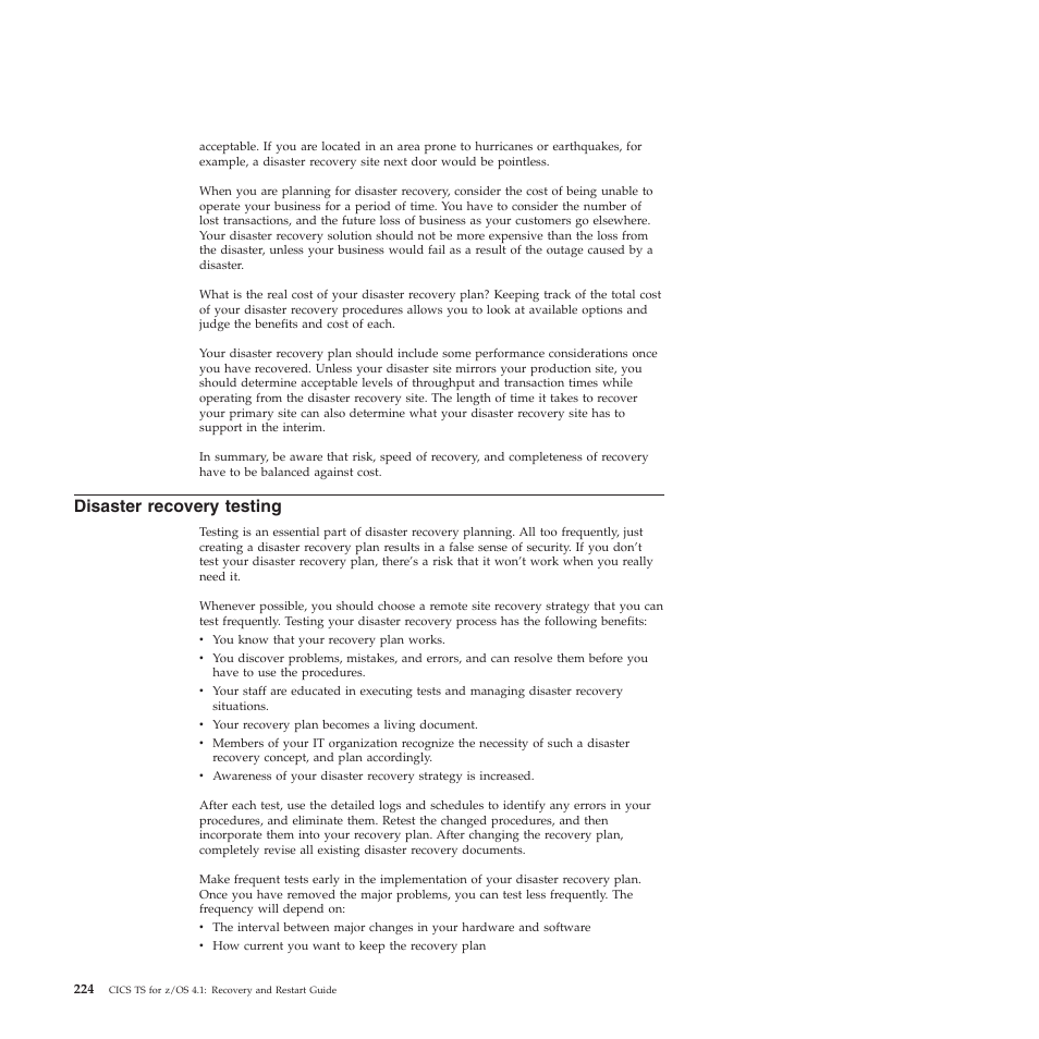 Disaster recovery testing | IBM SC34-7012-01 User Manual | Page 236 / 268