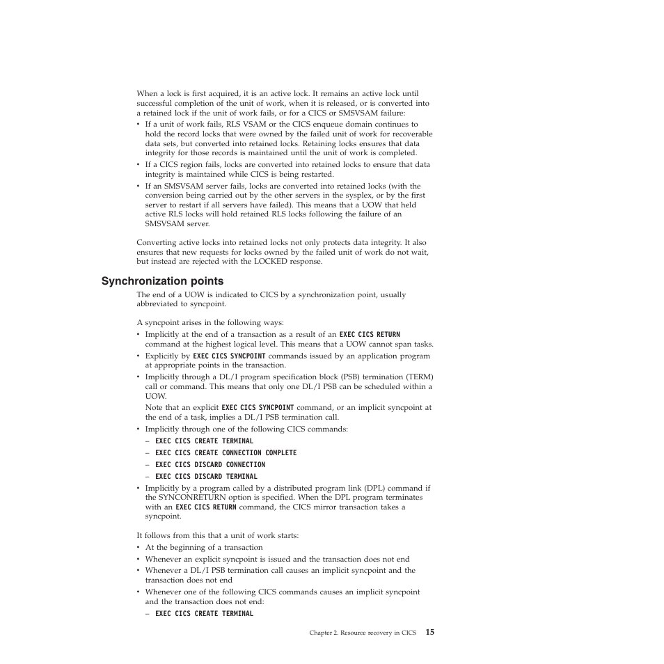 Synchronization points | IBM SC34-7012-01 User Manual | Page 27 / 268