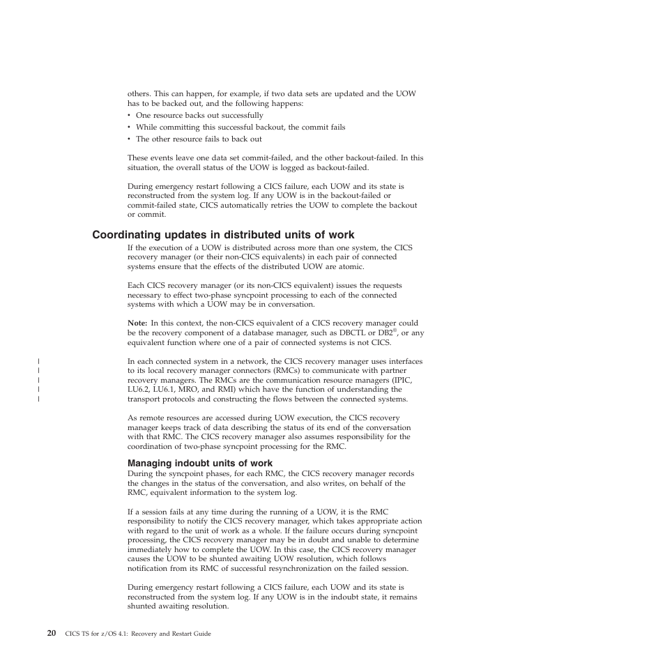 Coordinating updates in distributed units of work, Managing indoubt units of work | IBM SC34-7012-01 User Manual | Page 32 / 268