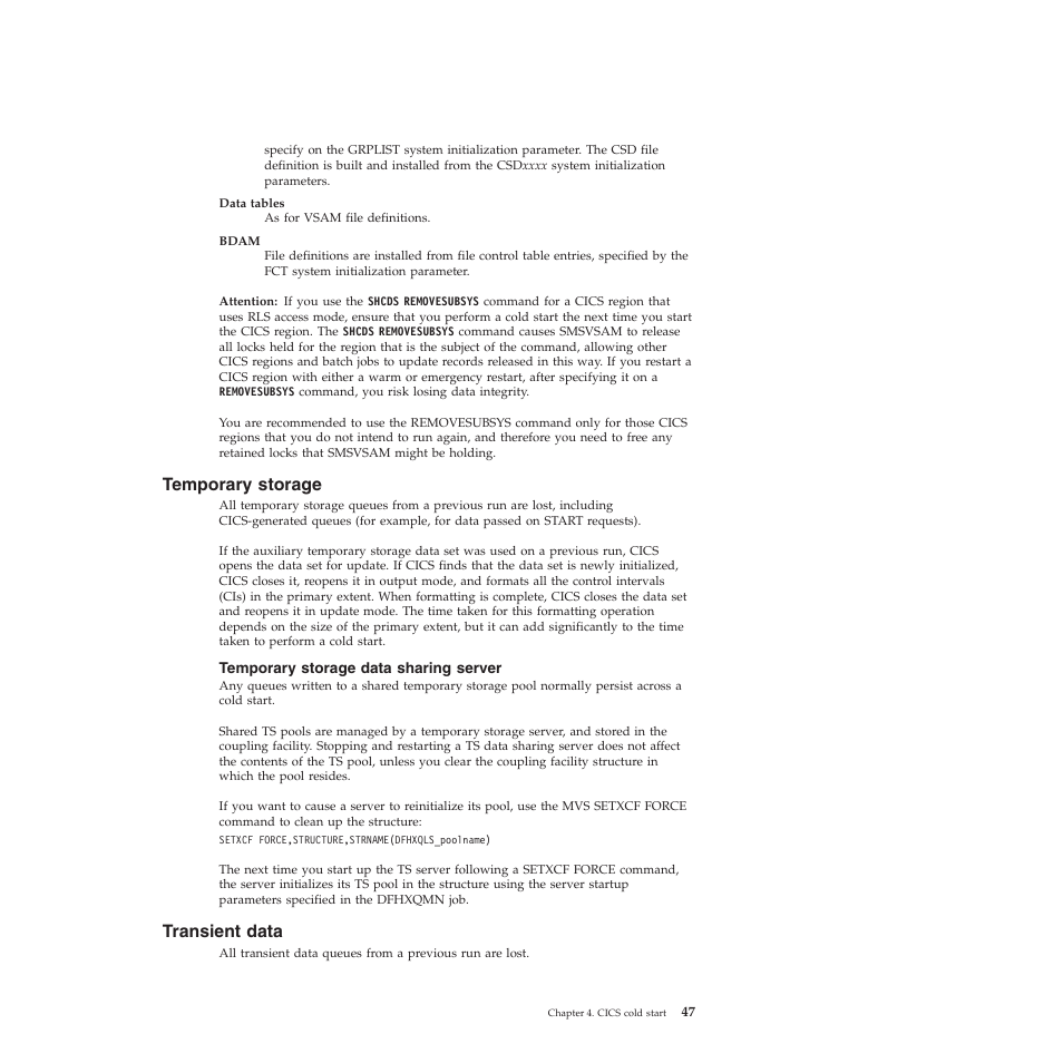 Temporary storage, Temporary storage data sharing server, Transient data | IBM SC34-7012-01 User Manual | Page 59 / 268