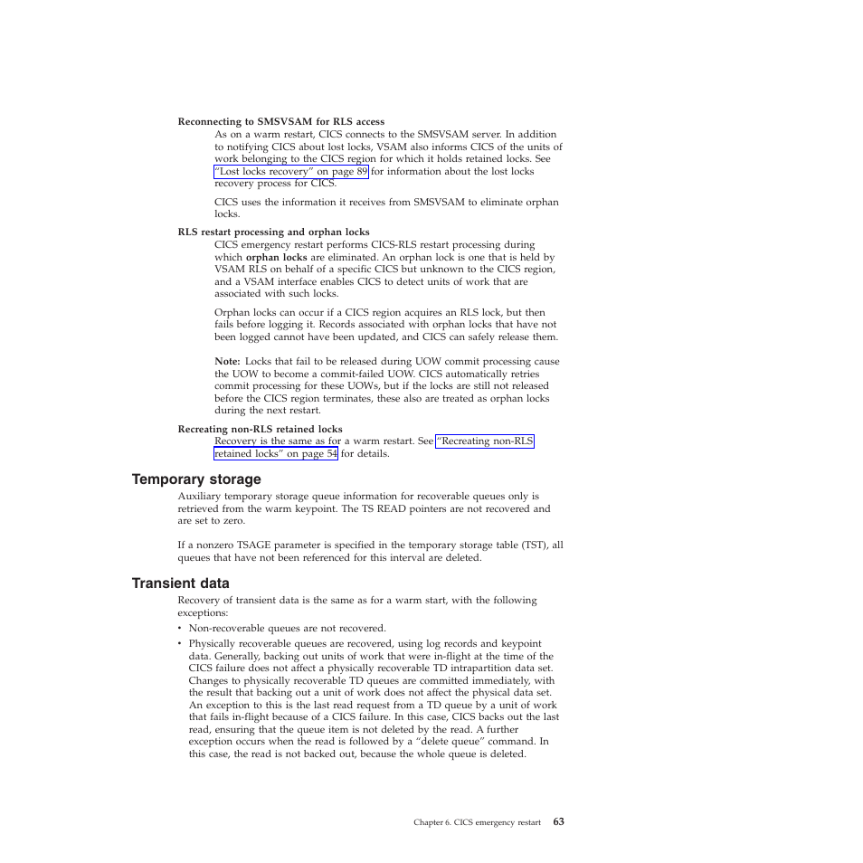 Temporary storage, Transient data | IBM SC34-7012-01 User Manual | Page 75 / 268