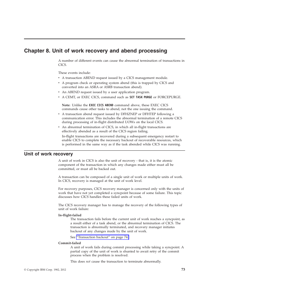 Unit of work recovery | IBM SC34-7012-01 User Manual | Page 85 / 268