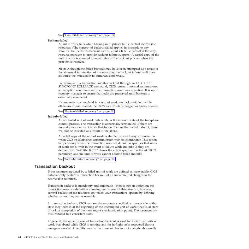 Transaction backout | IBM SC34-7012-01 User Manual | Page 86 / 268