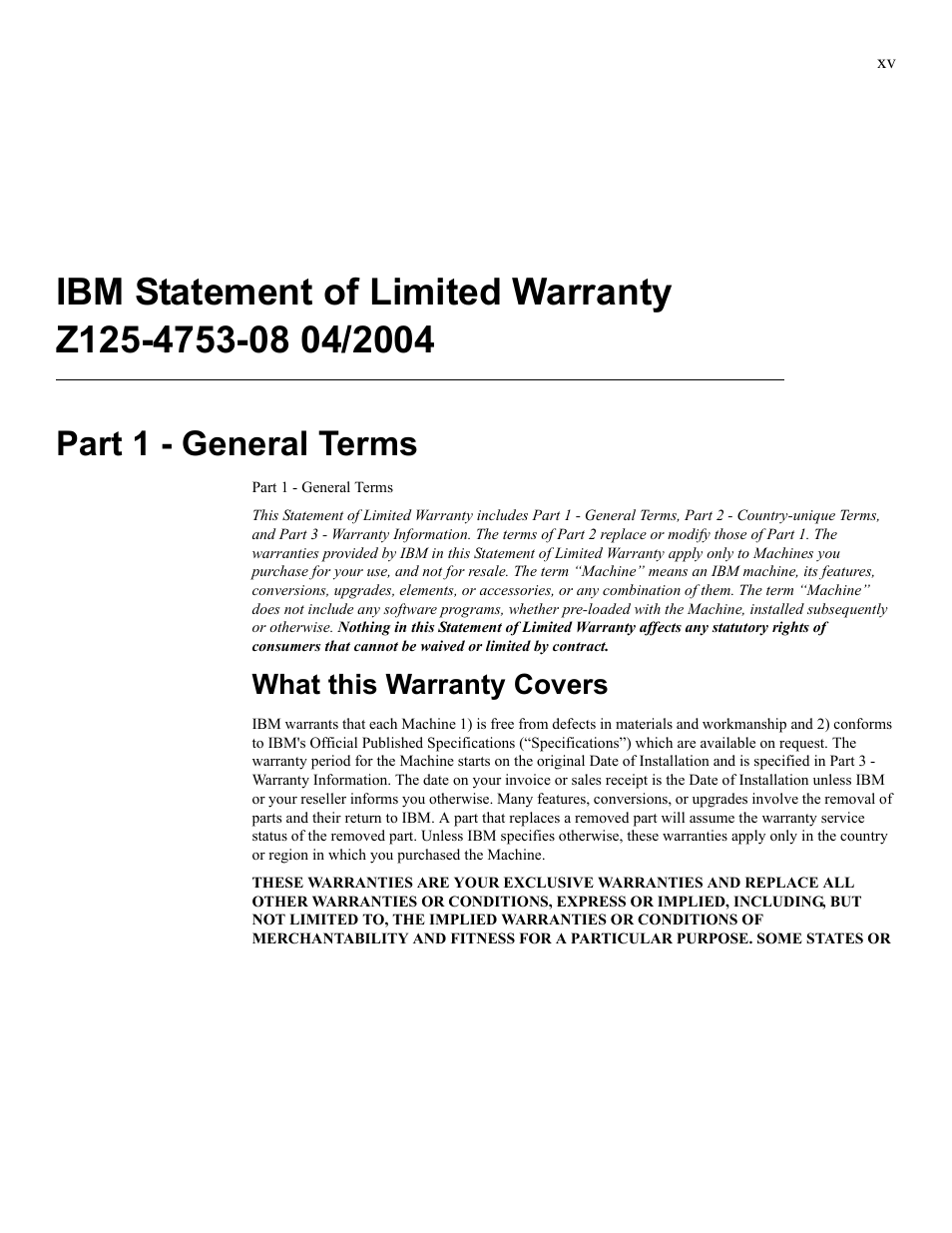 Part 1 - general terms, What this warranty covers | IBM 24R9718 IB User Manual | Page 15 / 59