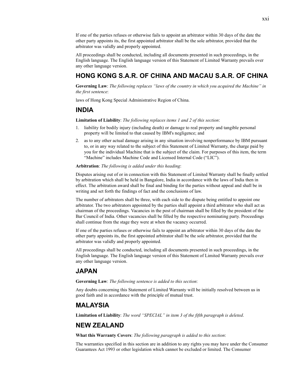 India, Japan, Malaysia | New zealand | IBM 24R9718 IB User Manual | Page 21 / 59