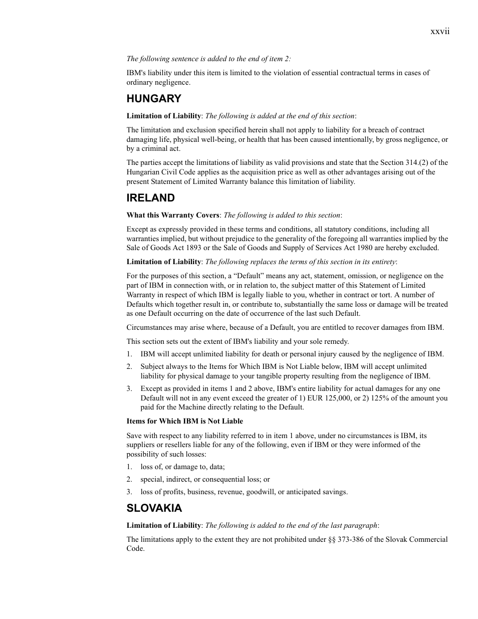 Hungary, Ireland, Slovakia | IBM 24R9718 IB User Manual | Page 27 / 59