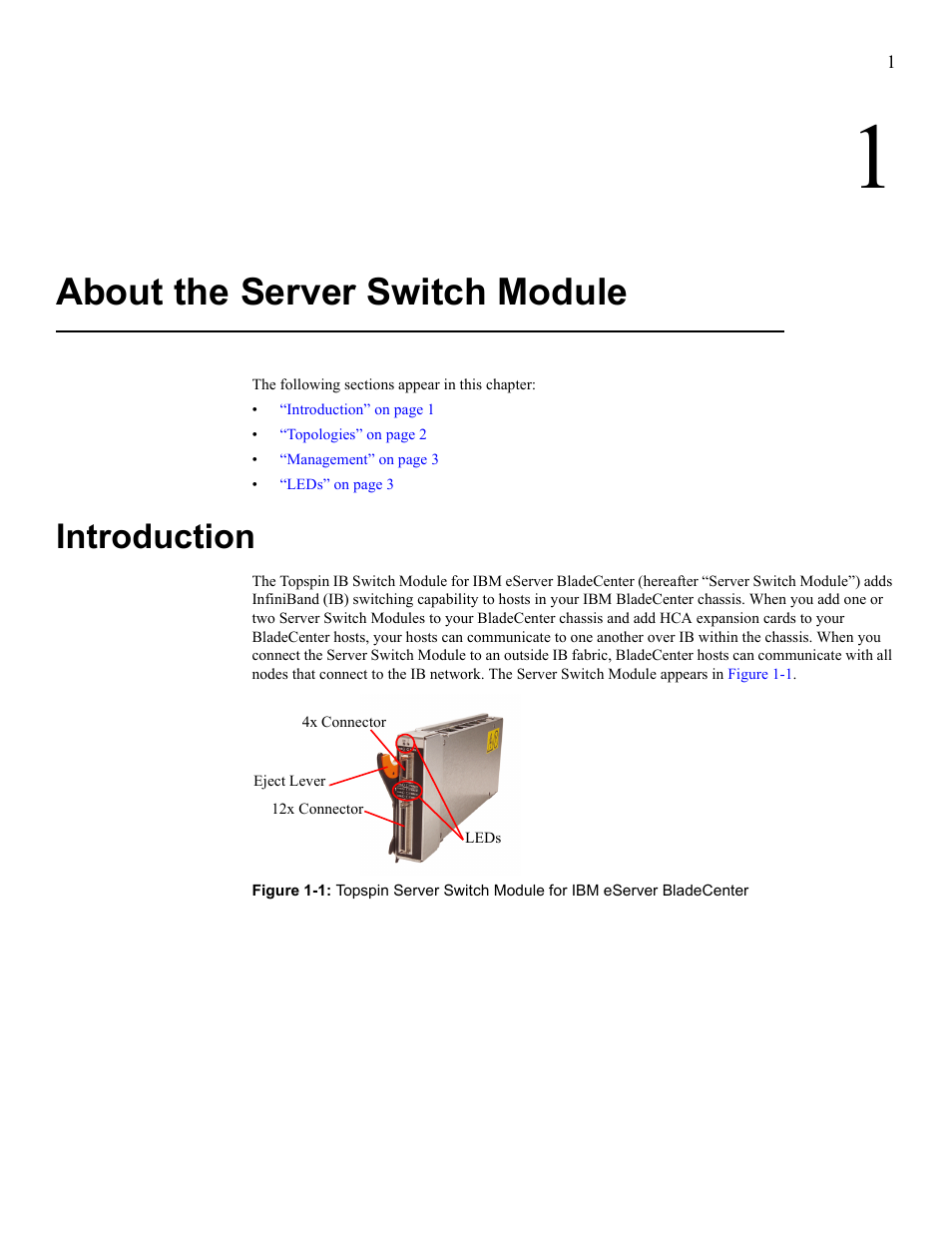 About the server switch module, Introduction | IBM 24R9718 IB User Manual | Page 45 / 59