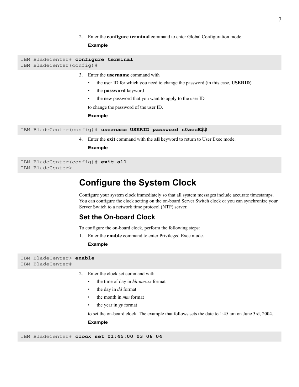 Configure the system clock, Set the on-board clock | IBM 24R9718 IB User Manual | Page 51 / 59