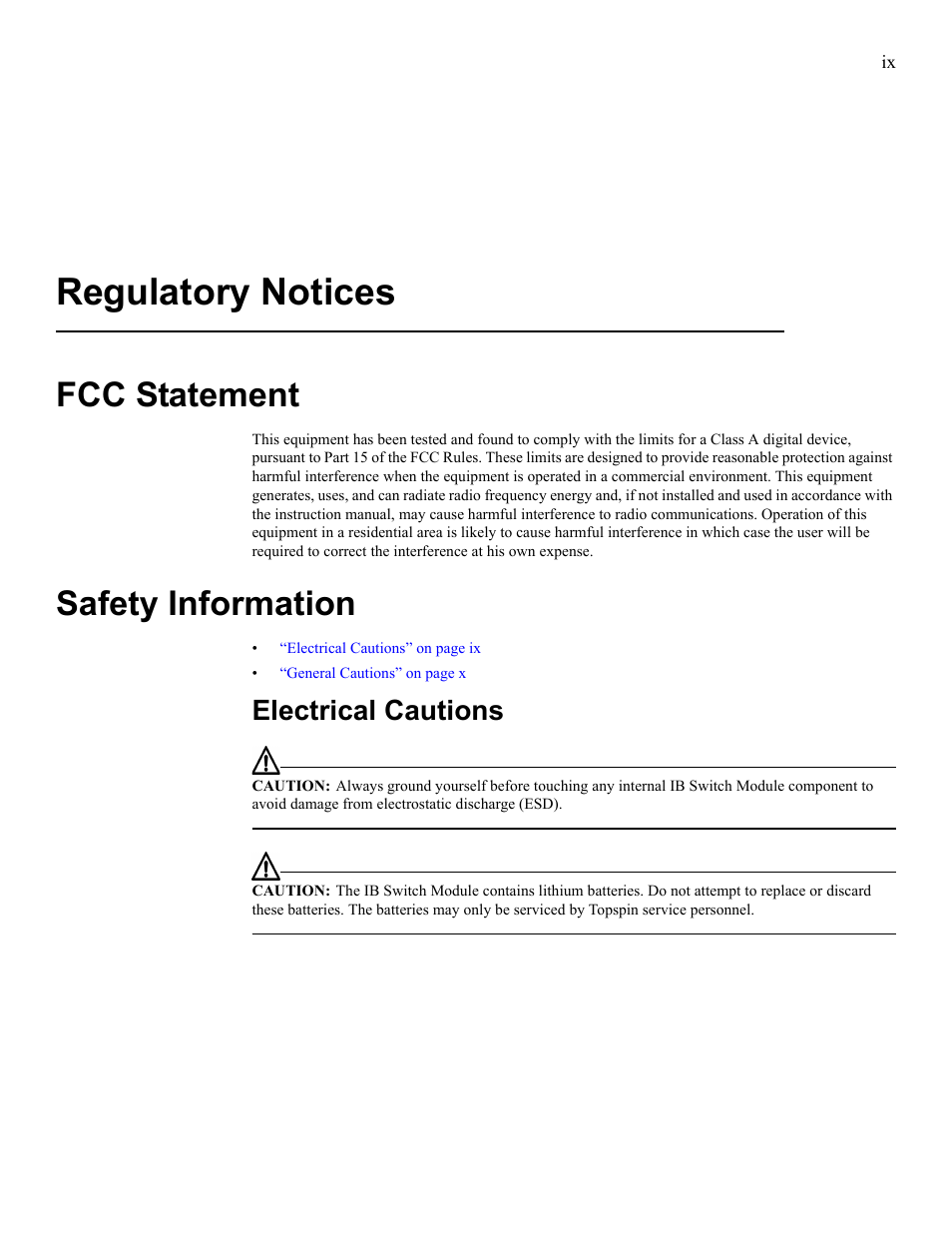Regulatory notices, Fcc statement, Safety information | Electrical cautions | IBM 24R9718 IB User Manual | Page 9 / 59