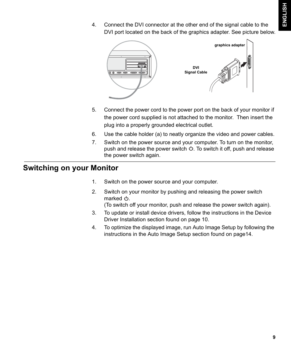 Switching on your monitor | IBM L190P User Manual | Page 11 / 38