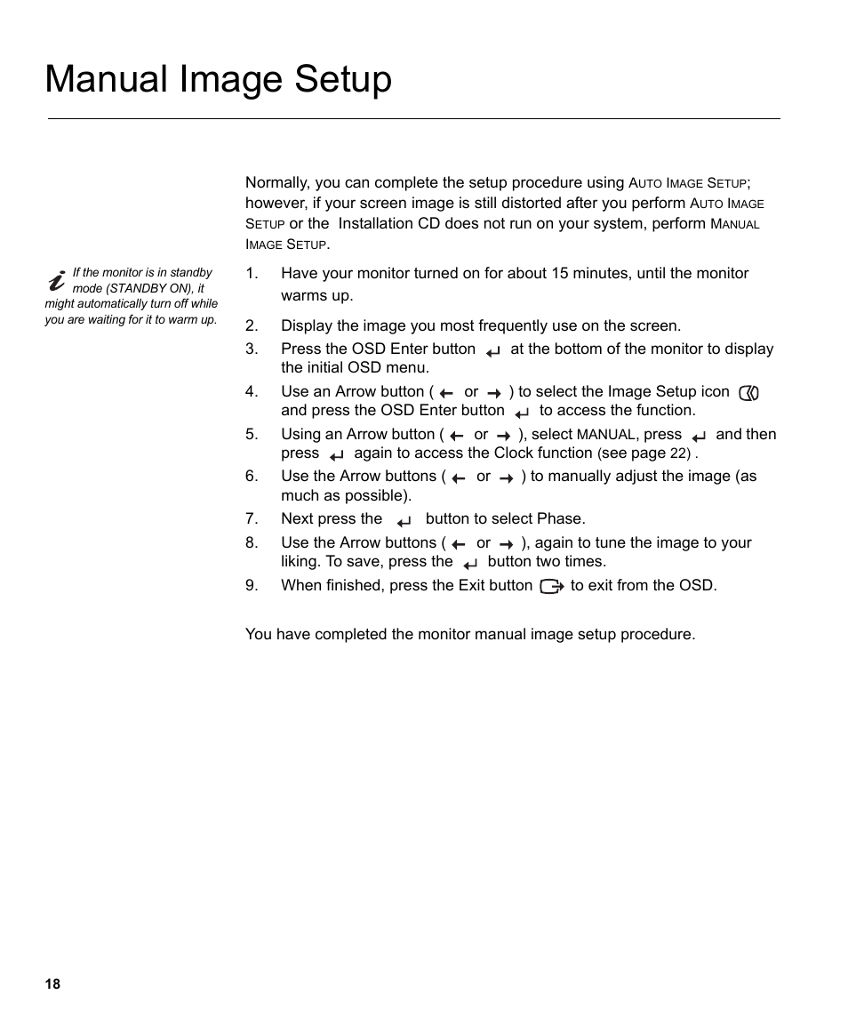 Manual image setup | IBM L190P User Manual | Page 20 / 38